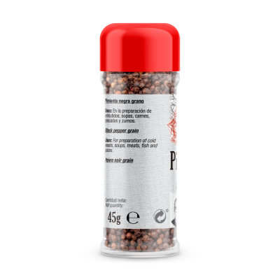 Black Peppercorns 45g x Pack 6 u.