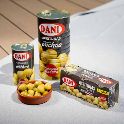 Green olives stuffed with anchovies (3 cans) 120g x 1 u.