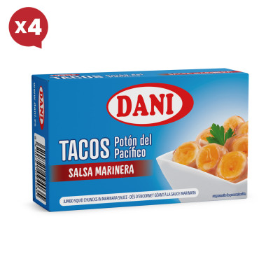 Tacos de Potón en salsa marinera 111g x Pack 4 ud.