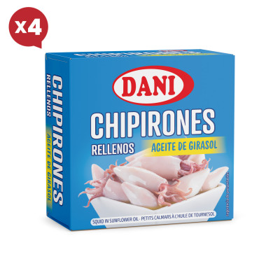 Chipirones rellenos en aceite de girasol 148g x Pack 4 ud.