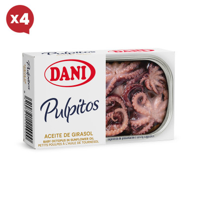 Polvos pequenos em óleo de girassol 111g x Pack 4 u.