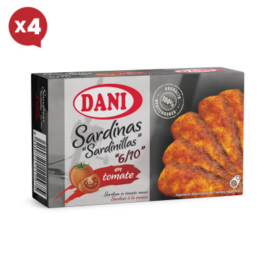 Sardinheiras 6-10 em tomate 90g x Pack 4 u.