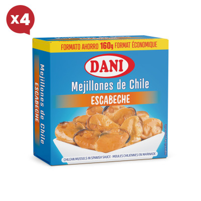 Moules en sauce marinée 160g x 4 pcs.