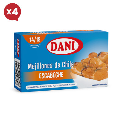 Mejillones 14-18 en escabeche 111g x Pack 4 ud.