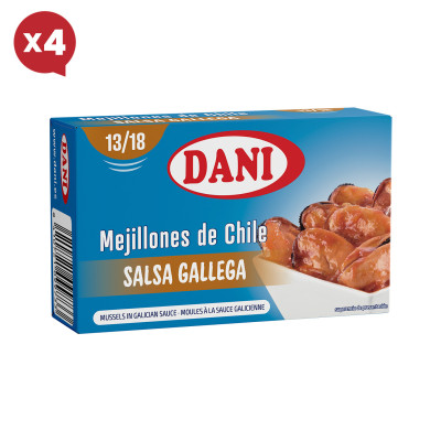 Mexilhões 13-18 em molho galego 111g x Pack 4 u.