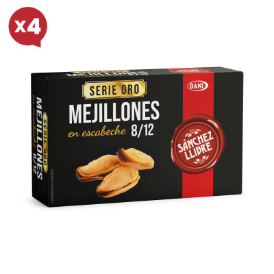 Mexilhões 8-12 em escabeche 111g x Pack 4 u.