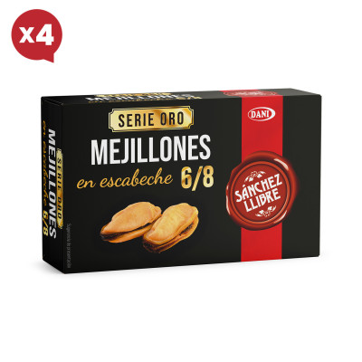 Mexilhões 6-8 em escabeche 111g x Pack 4 u.