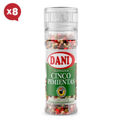 Cinco pimientas con molinillo 40g x Pack 8 ud.