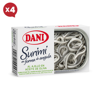 Surimi of elvers with garlic in olive oil 110g x Pack 4 u.