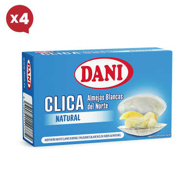 Almejas clica blancas del Norte al natural 111gr x Pack 4 ud.