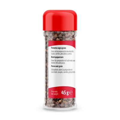 Black Peppercorns 45g x Pack 6 u.