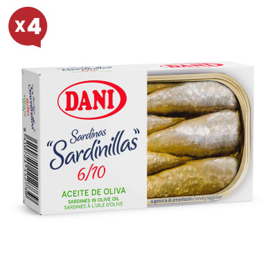 Petites sardines 6-10 à l'huile d'olive 90g x Pack 4 u.