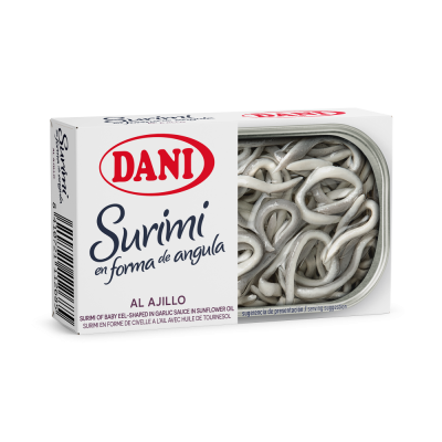 Surimi of elver with garlic in sunflower oil 111g x 1 u. Surimi of elver with garlic in sunflower oil 111g x 1 u.