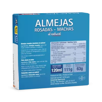 Almejas rosadas (machas) al natural 111g Almejas rosadas (machas) al natural 111g
