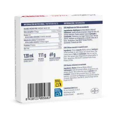 Mexilhões 15-20 em escabeche 111g x 1 u.